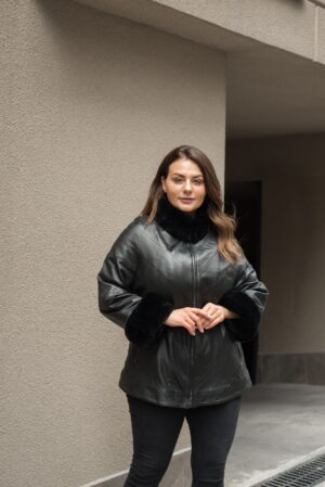 Куртка шкіряна з хутром